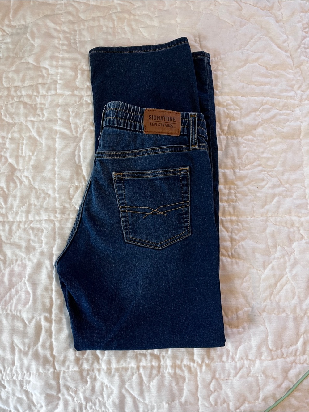 Signature by Levi Strauss Dark Blue Kids Jeans with Elastic Waist